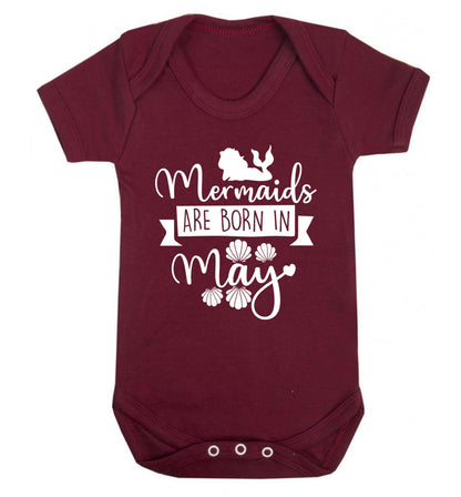 Mermaids are born in May Baby Vest maroon 18-24 months