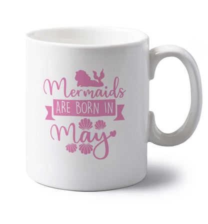 Mermaids are born in May left handed white ceramic mug 