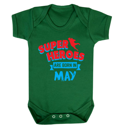 Superheros are born in May Baby Vest green 18-24 months