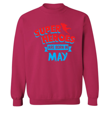 Superheros are born in May Adult's unisex pink Sweater 2XL