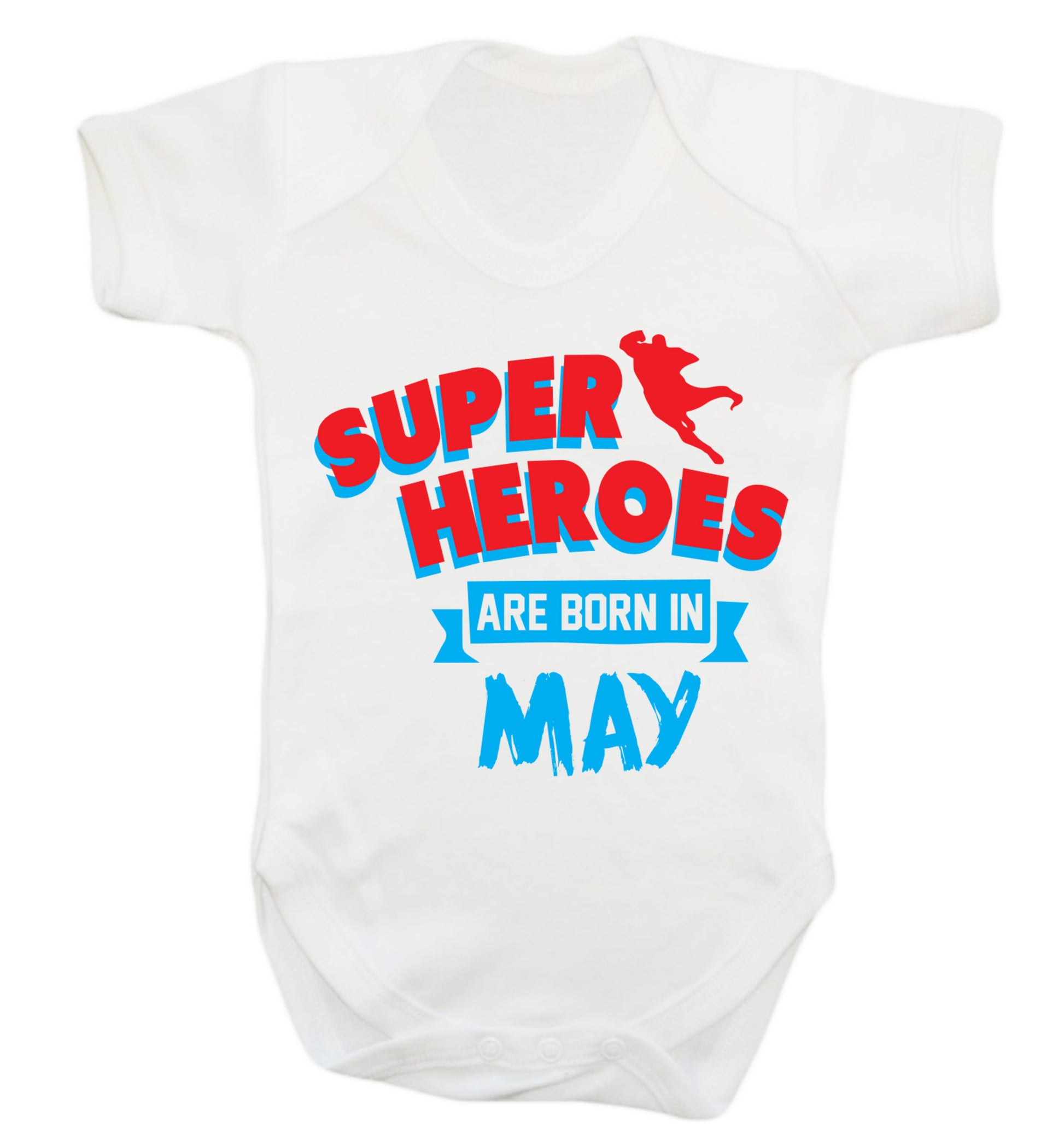 Superheros are born in May Baby Vest white 18-24 months