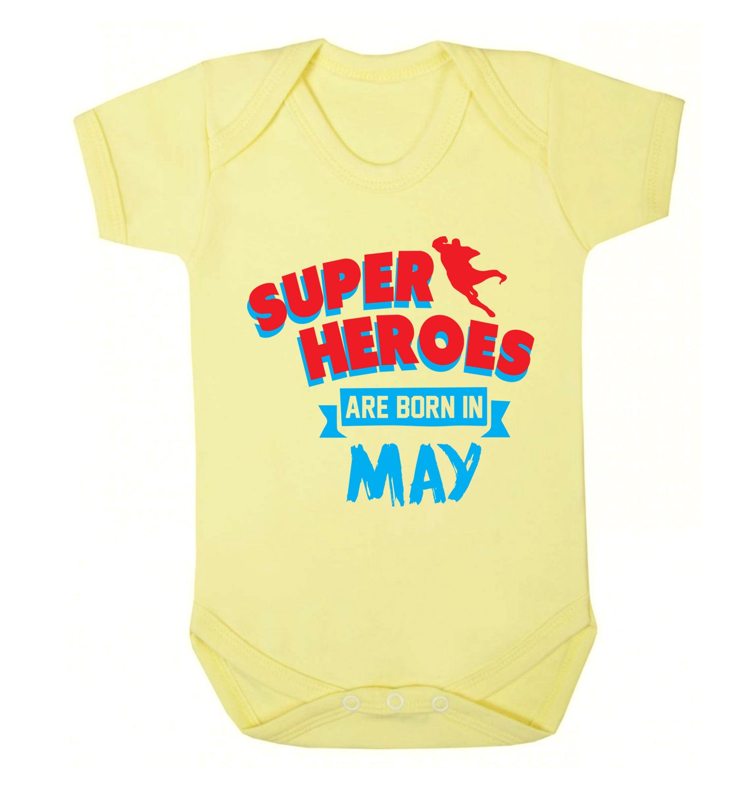 Superheros are born in May Baby Vest pale yellow 18-24 months