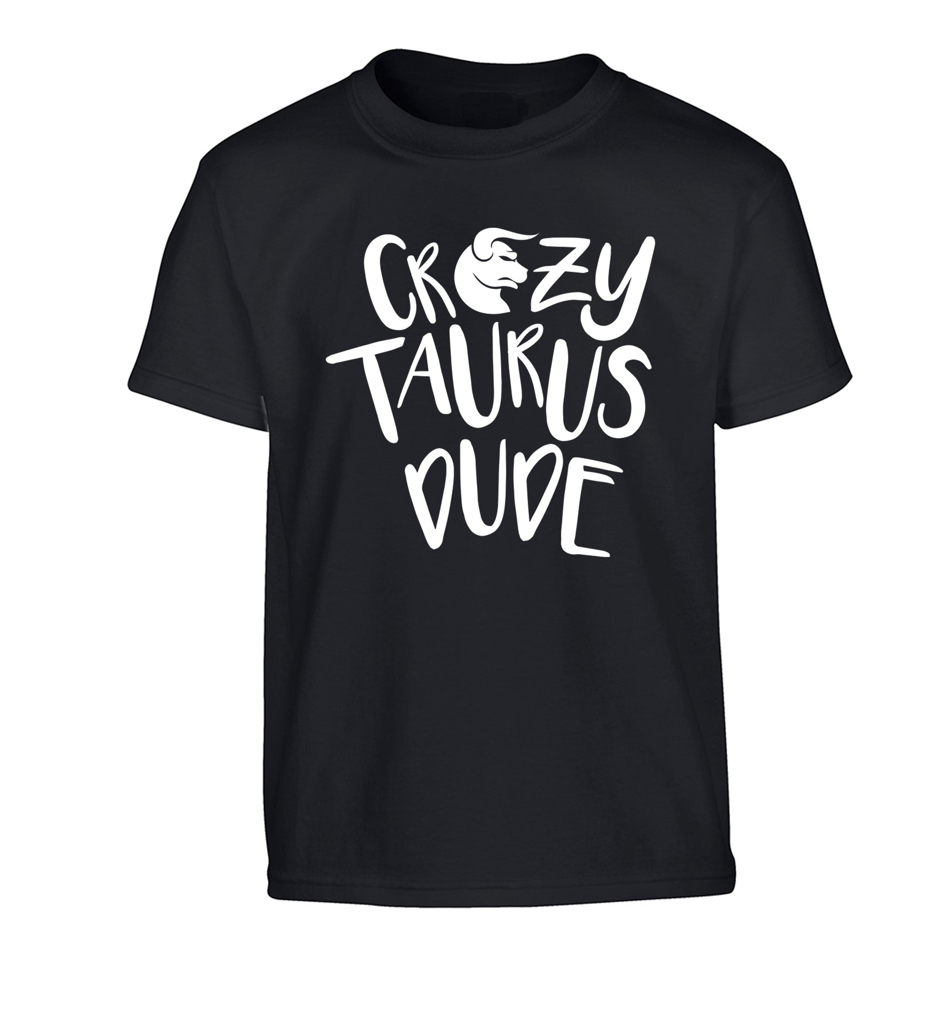 Crazy taurus lady Children's black Tshirt 12-13 Years