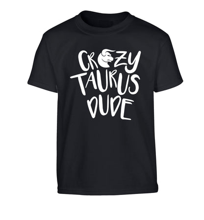 Crazy taurus lady Children's black Tshirt 12-13 Years