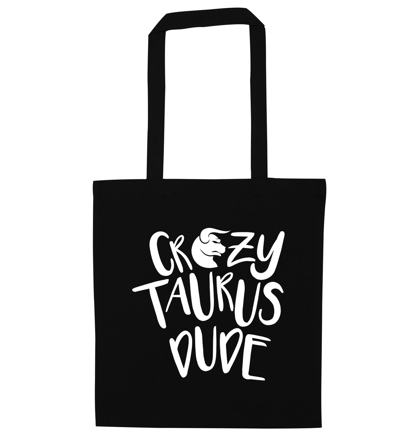 Crazy taurus lady black tote bag