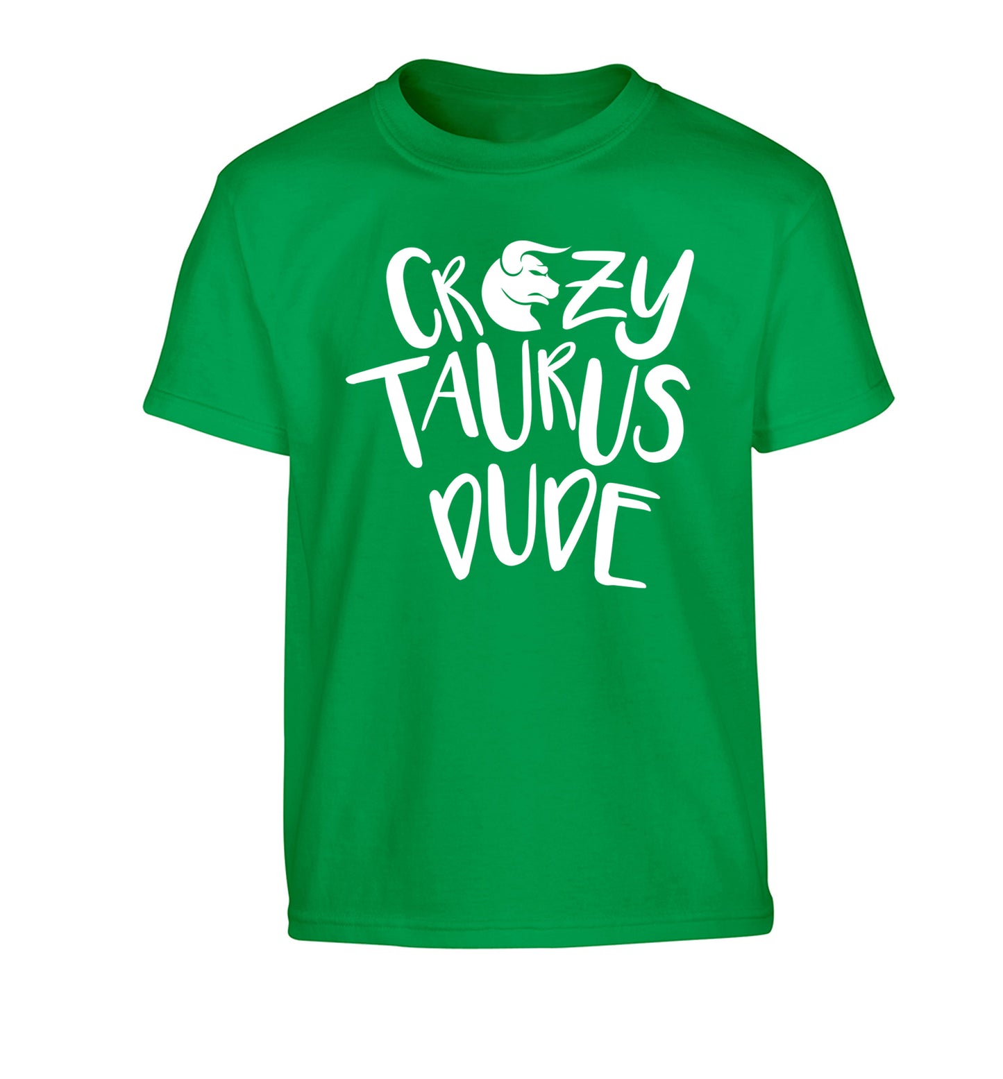 Crazy taurus lady Children's green Tshirt 12-13 Years