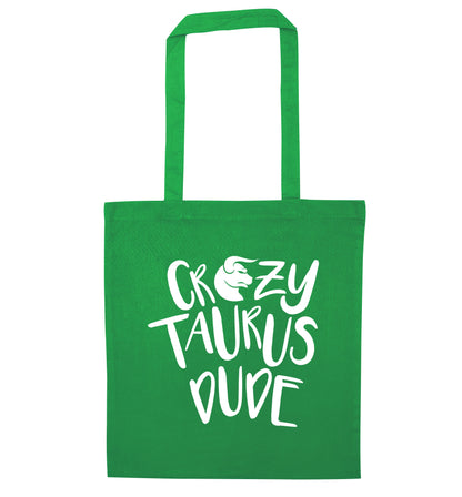 Crazy taurus lady green tote bag