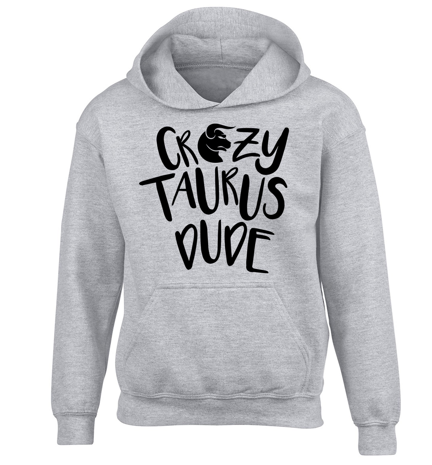 Crazy taurus lady children's grey hoodie 12-13 Years