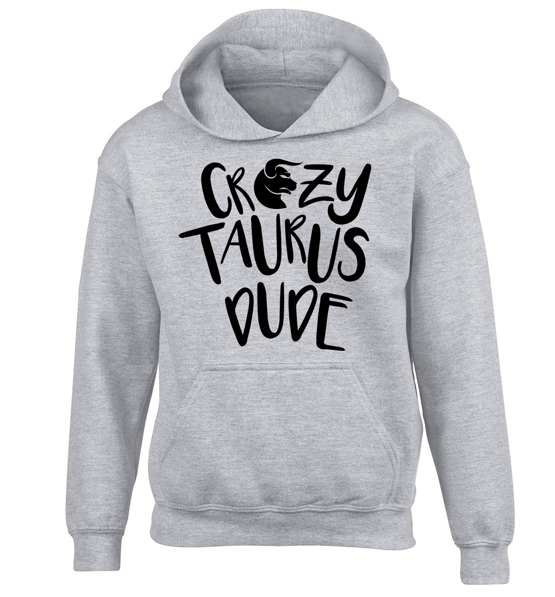Crazy taurus lady children's grey hoodie 12-13 Years