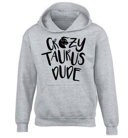 Crazy taurus lady children's grey hoodie 12-13 Years