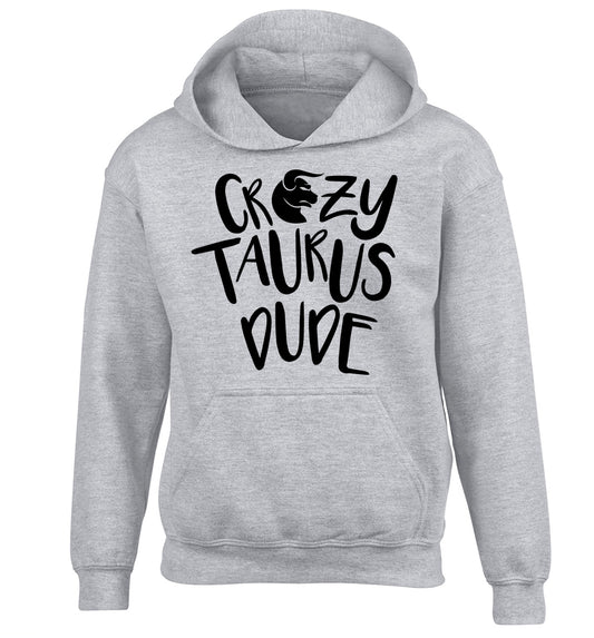 Crazy taurus lady children's grey hoodie 12-13 Years