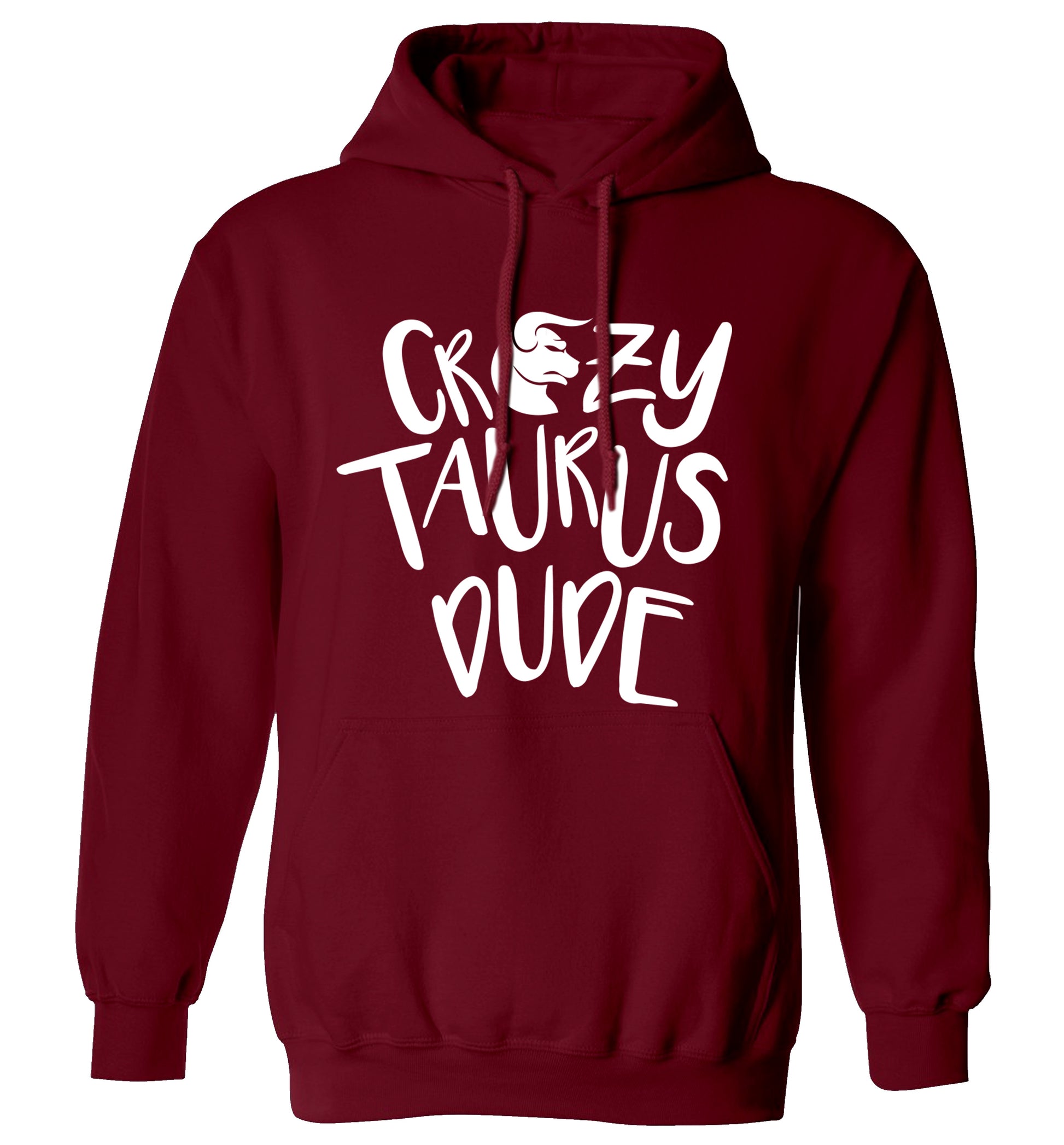Crazy taurus lady adults unisex maroon hoodie 2XL