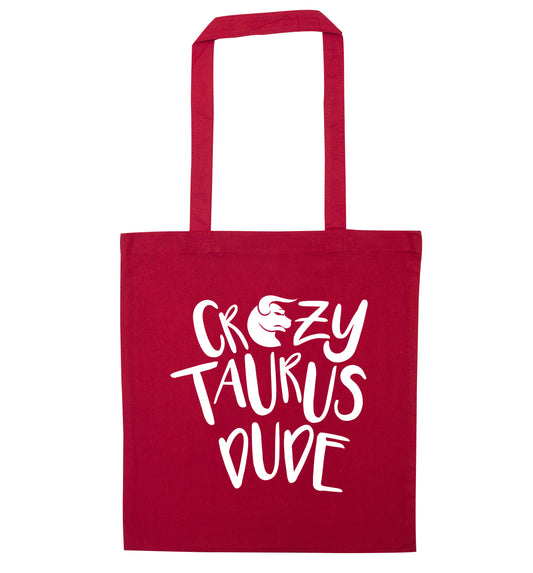Crazy taurus lady red tote bag