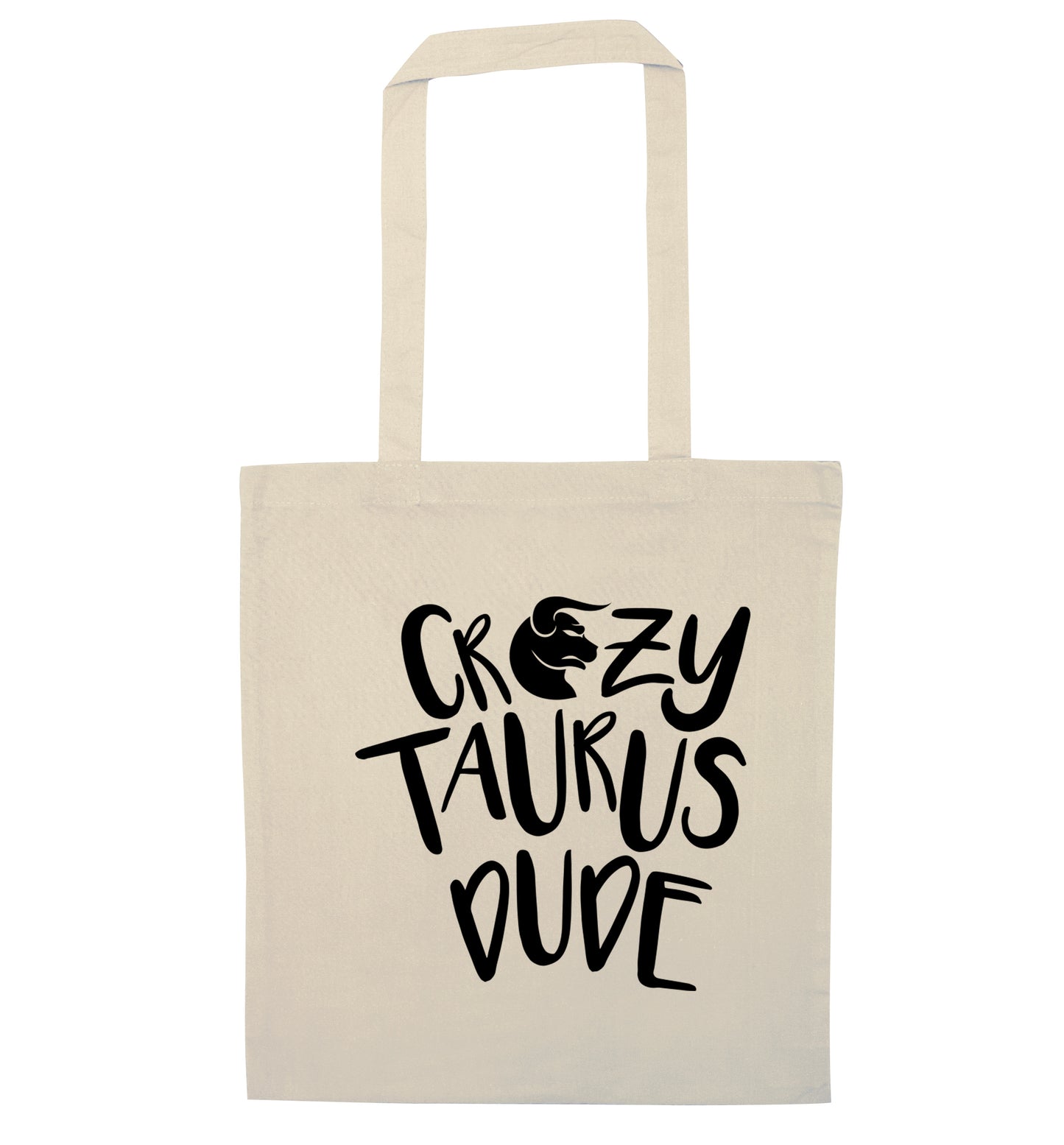 Crazy taurus lady natural tote bag
