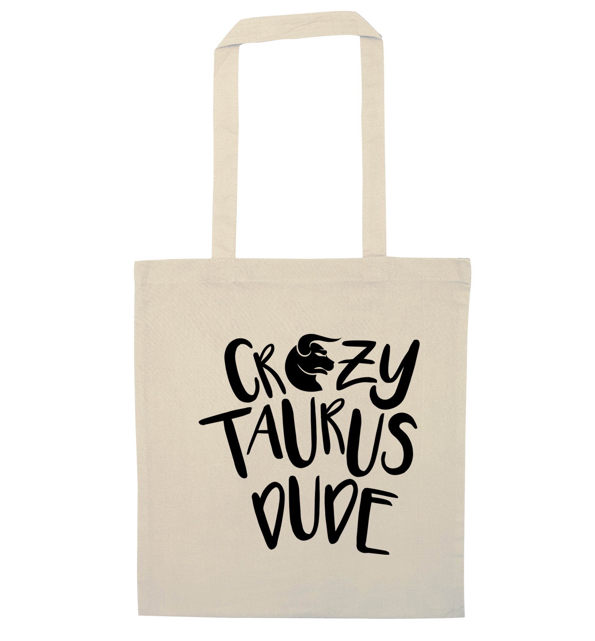 Crazy taurus lady natural tote bag