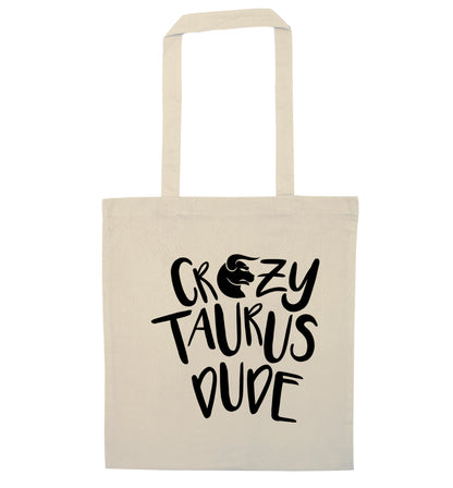 Crazy taurus lady natural tote bag
