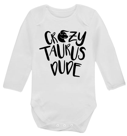 Crazy taurus lady Baby Vest long sleeved white 6-12 months