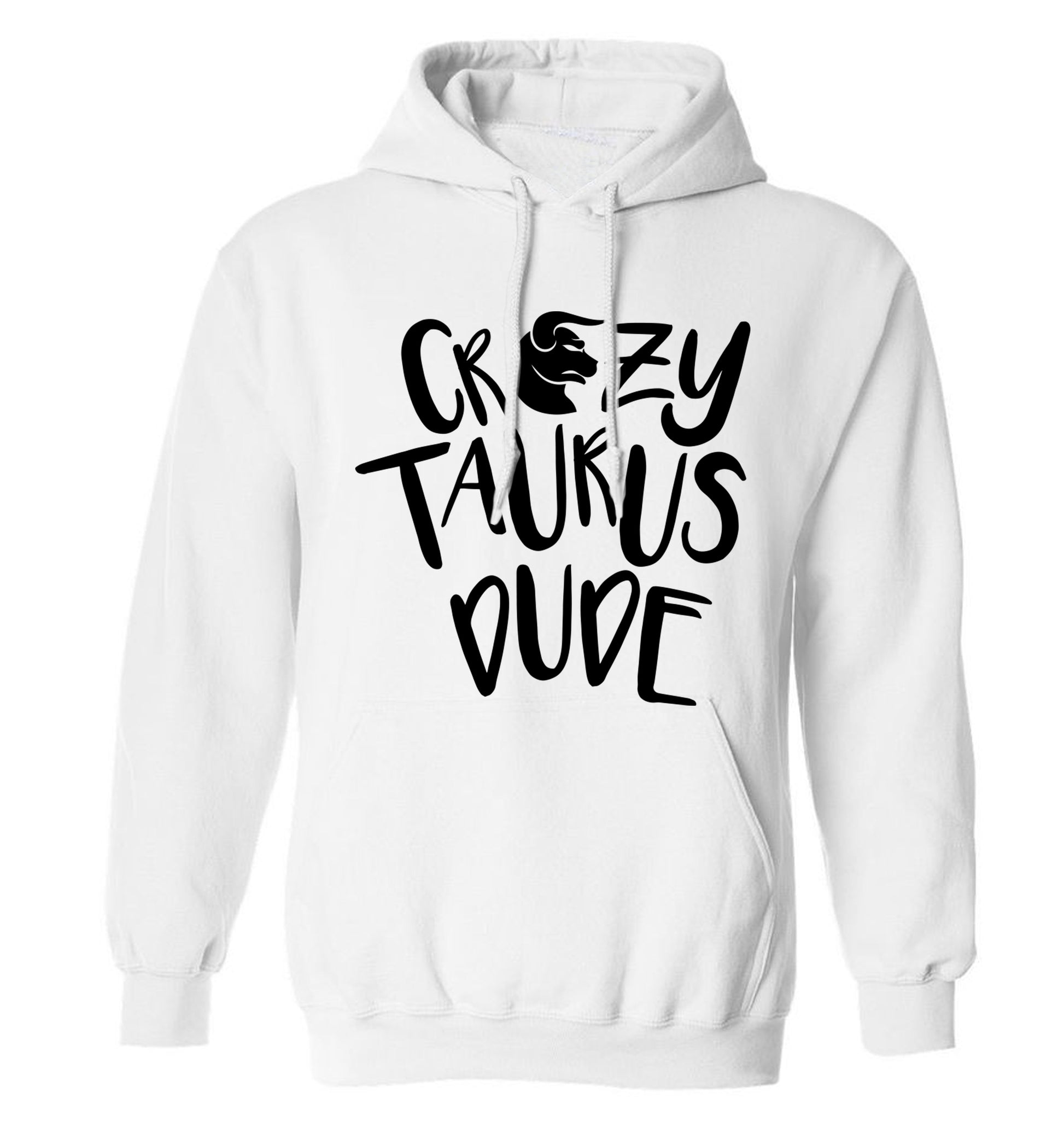 Crazy taurus lady adults unisex white hoodie 2XL