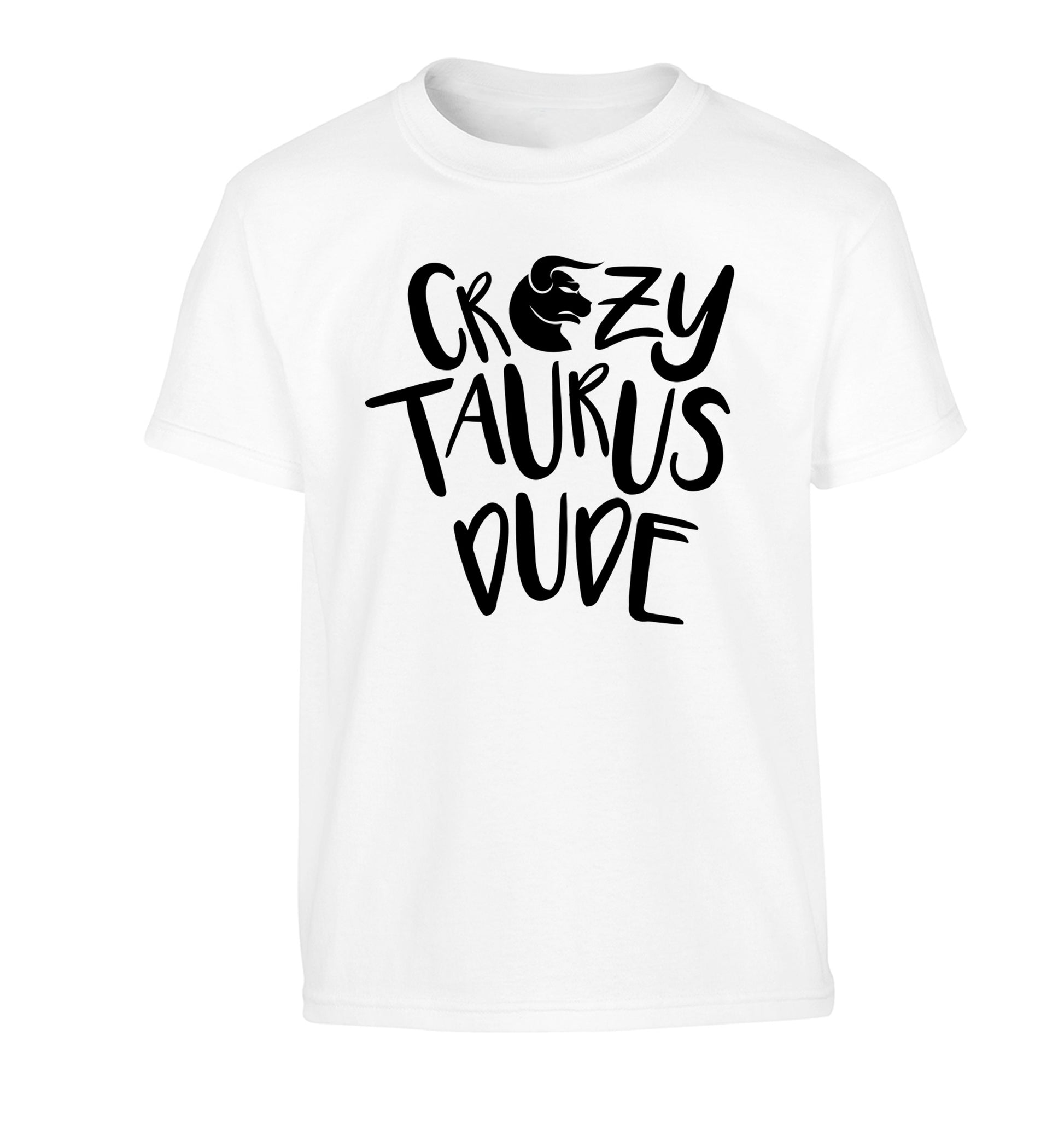 Crazy taurus lady Children's white Tshirt 12-13 Years