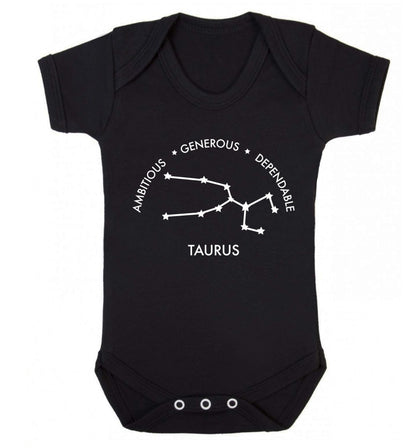 Taurus Ambitious Generous Dependable Baby Vest black 18-24 months