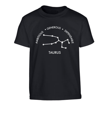 Taurus Ambitious Generous Dependable Children's black Tshirt 12-13 Years