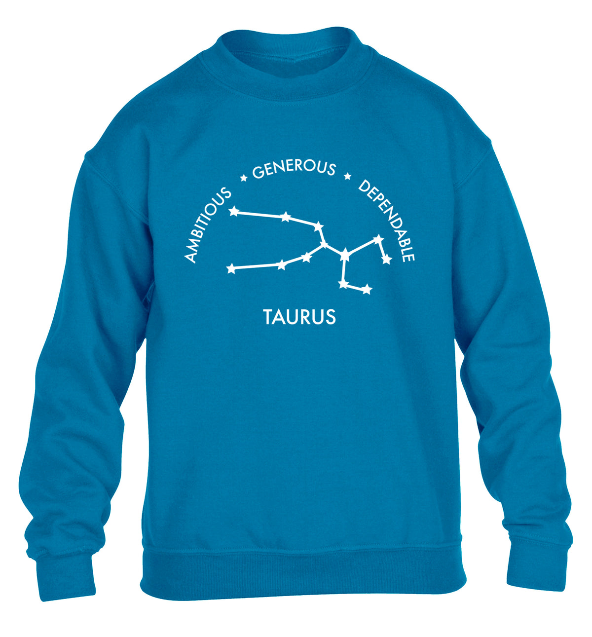 Taurus Ambitious Generous Dependable children's blue sweater 12-13 Years