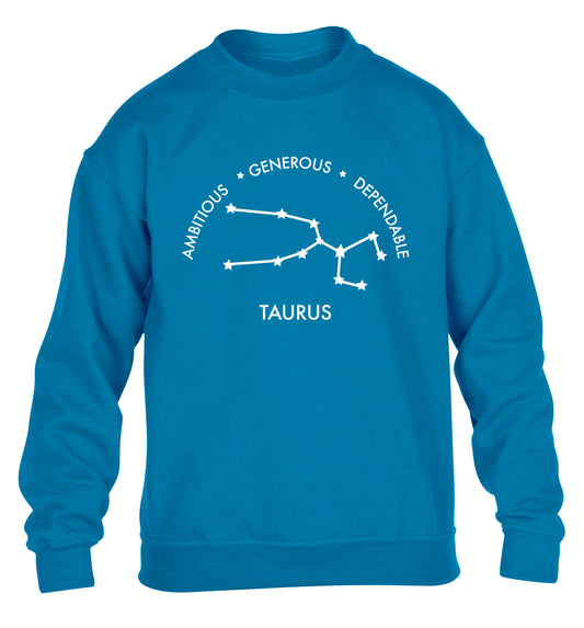 Taurus Ambitious Generous Dependable children's blue sweater 12-13 Years