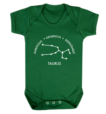 Taurus Ambitious Generous Dependable Baby Vest green 18-24 months