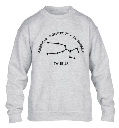 Taurus Ambitious Generous Dependable children's grey sweater 12-13 Years