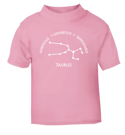 Taurus Ambitious Generous Dependable light pink Baby Toddler Tshirt 2 Years