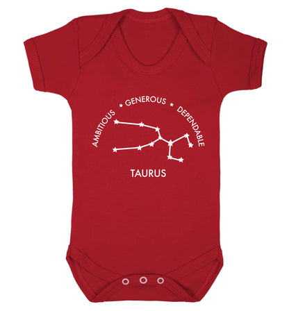 Taurus Ambitious Generous Dependable Baby Vest red 18-24 months