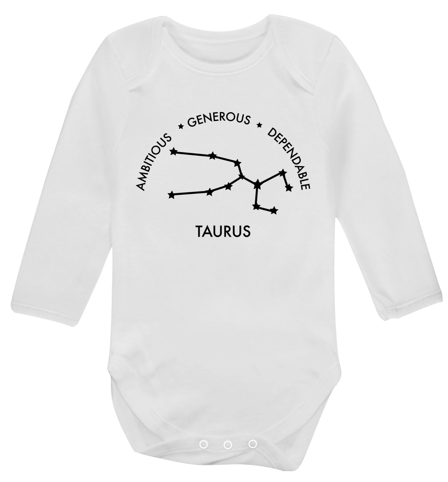 Taurus Ambitious Generous Dependable Baby Vest long sleeved white 6-12 months