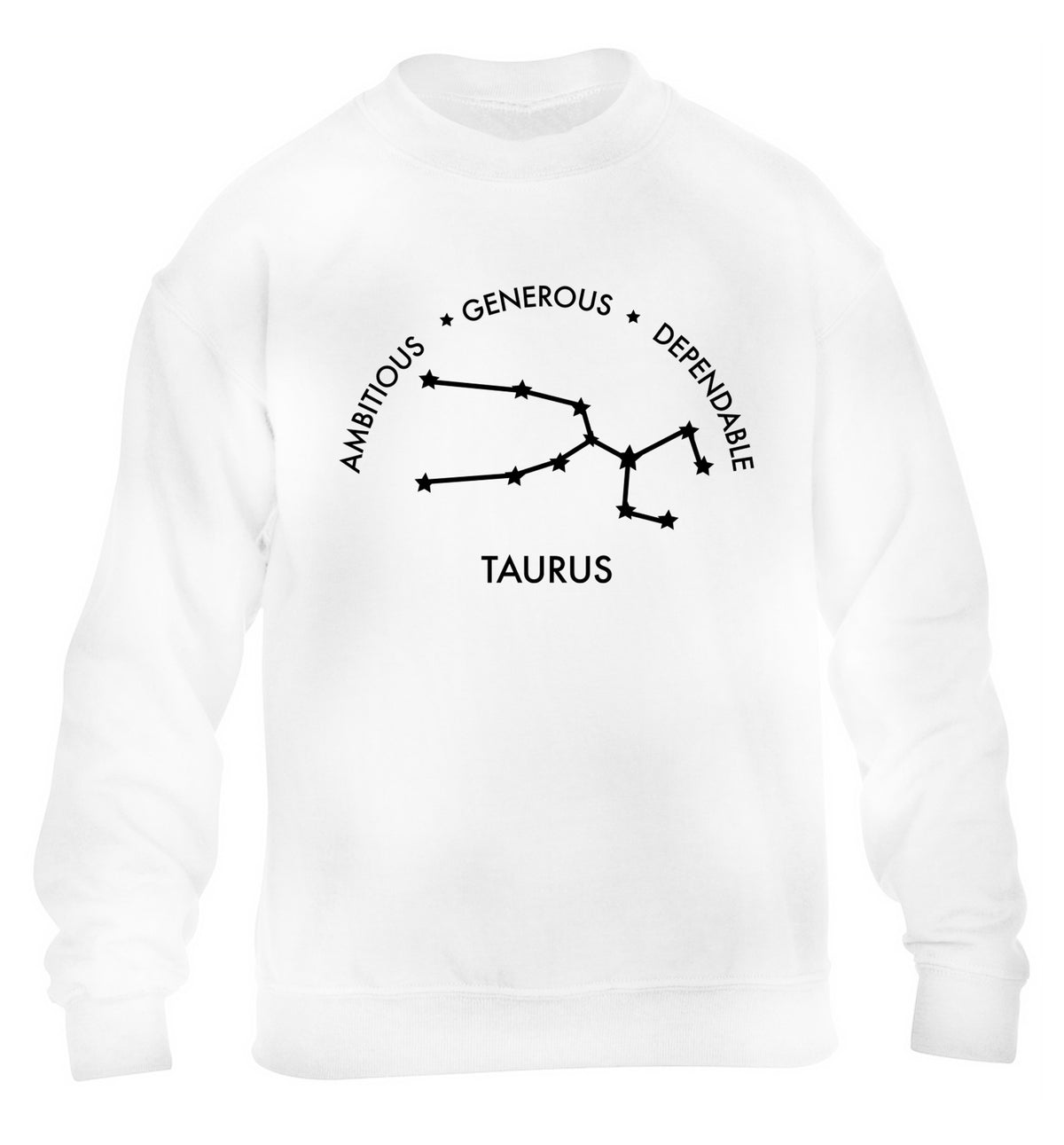 Taurus Ambitious Generous Dependable children's white sweater 12-13 Years