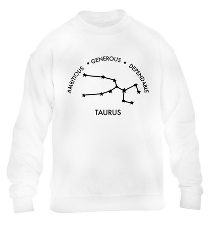 Taurus Ambitious Generous Dependable children's white sweater 12-13 Years