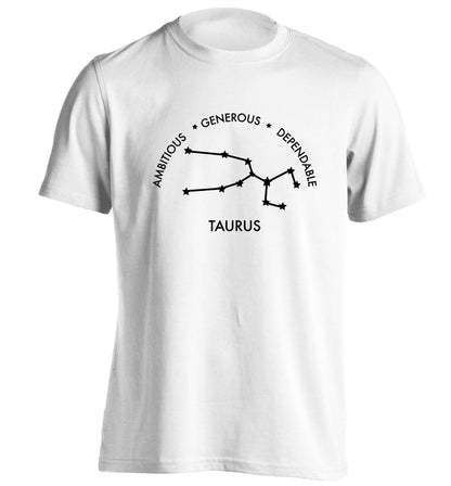 Taurus Ambitious Generous Dependable adults unisex white Tshirt 2XL