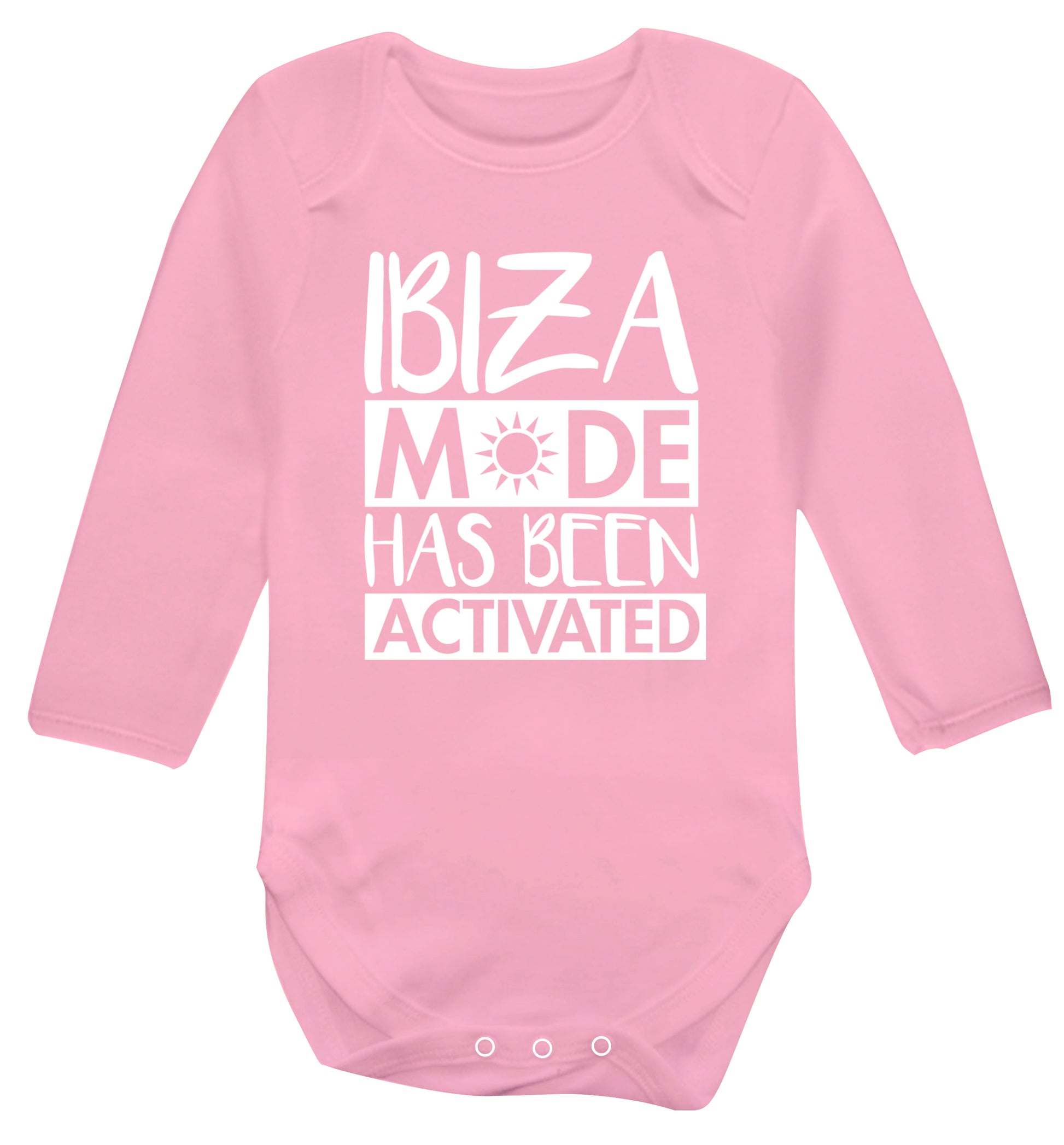 Ibiza mode has been activated Baby Vest long sleeved pale pink 6-12 months