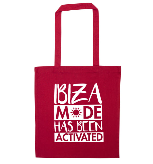 Ibiza mode has been activated red tote bag