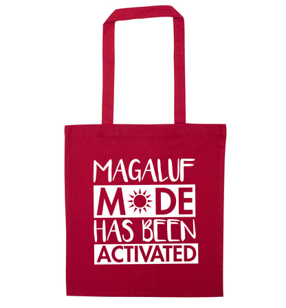 Magaluf mode has been activated red tote bag