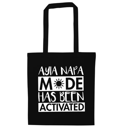 Ayia Napa mode has been activated black tote bag