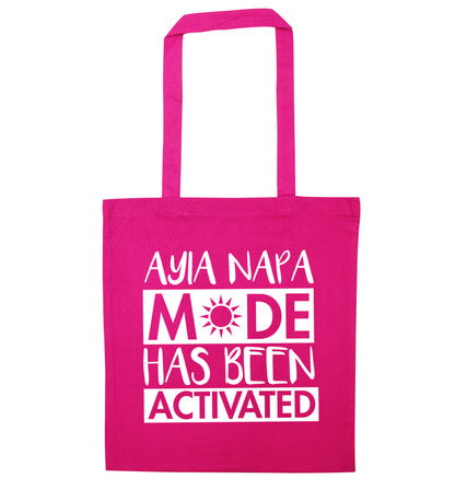 Ayia Napa mode has been activated pink tote bag