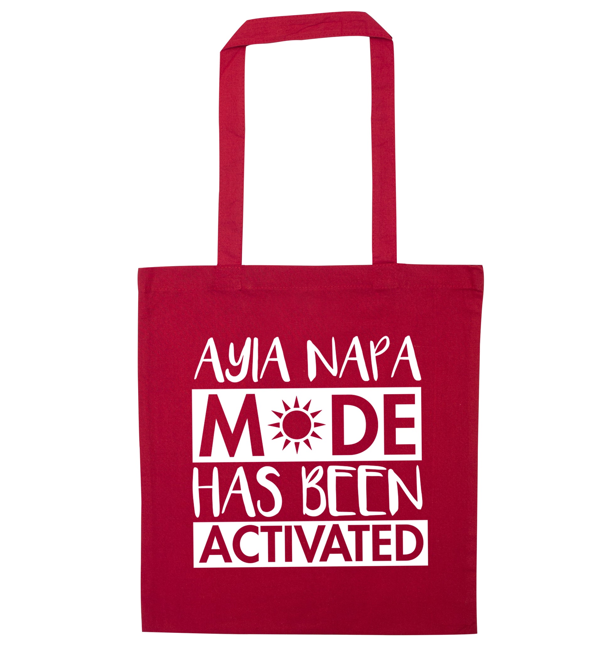 Ayia Napa mode has been activated red tote bag