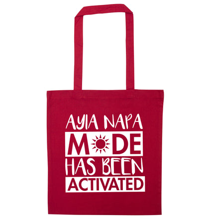 Ayia Napa mode has been activated red tote bag
