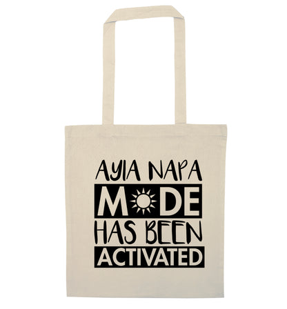 Ayia Napa mode has been activated natural tote bag