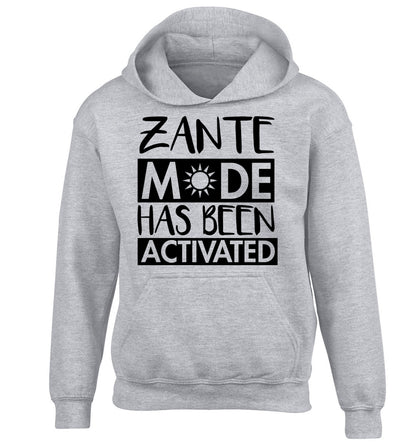 Zante mode has been activated children's grey hoodie 12-13 Years