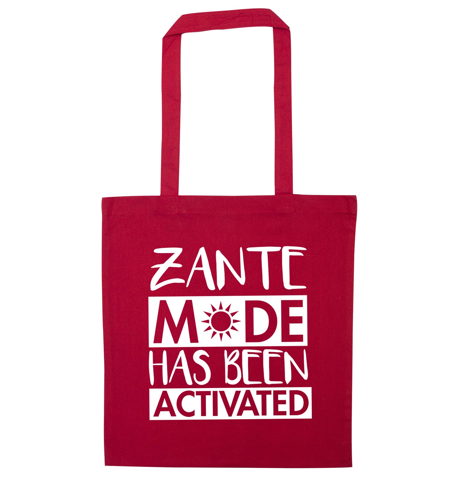 Zante mode has been activated red tote bag
