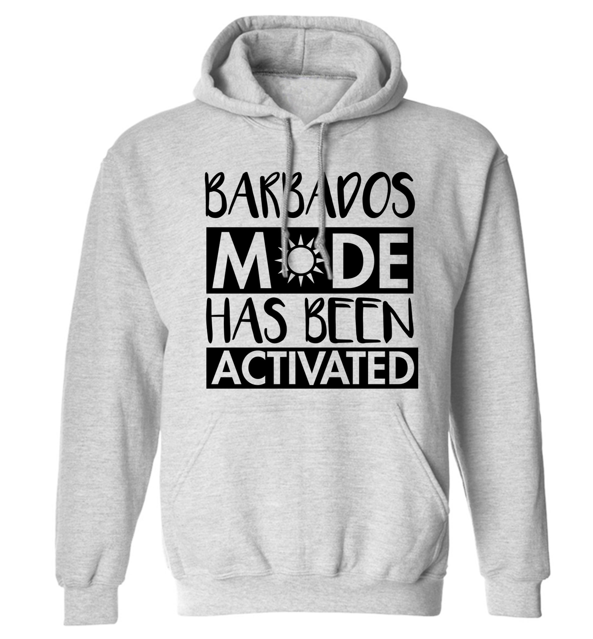 Barbados mode has been activated adults unisex grey hoodie 2XL