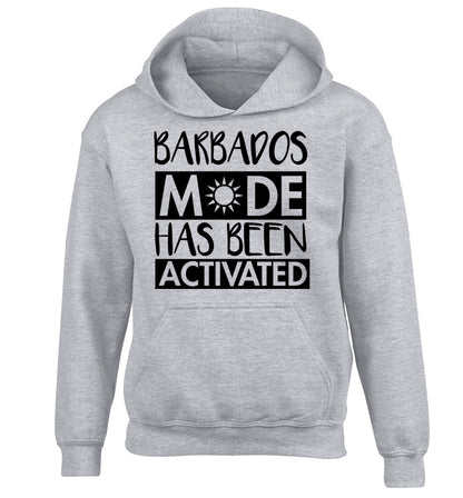 Barbados mode has been activated children's grey hoodie 12-13 Years