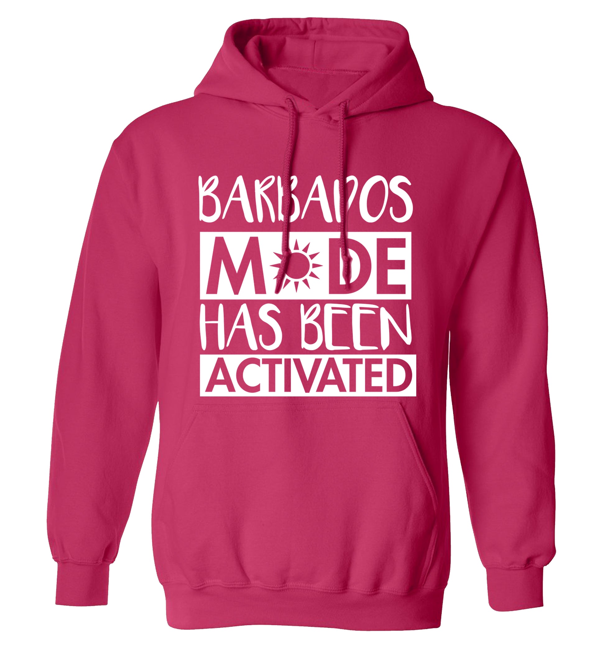 Barbados mode has been activated adults unisex pink hoodie 2XL