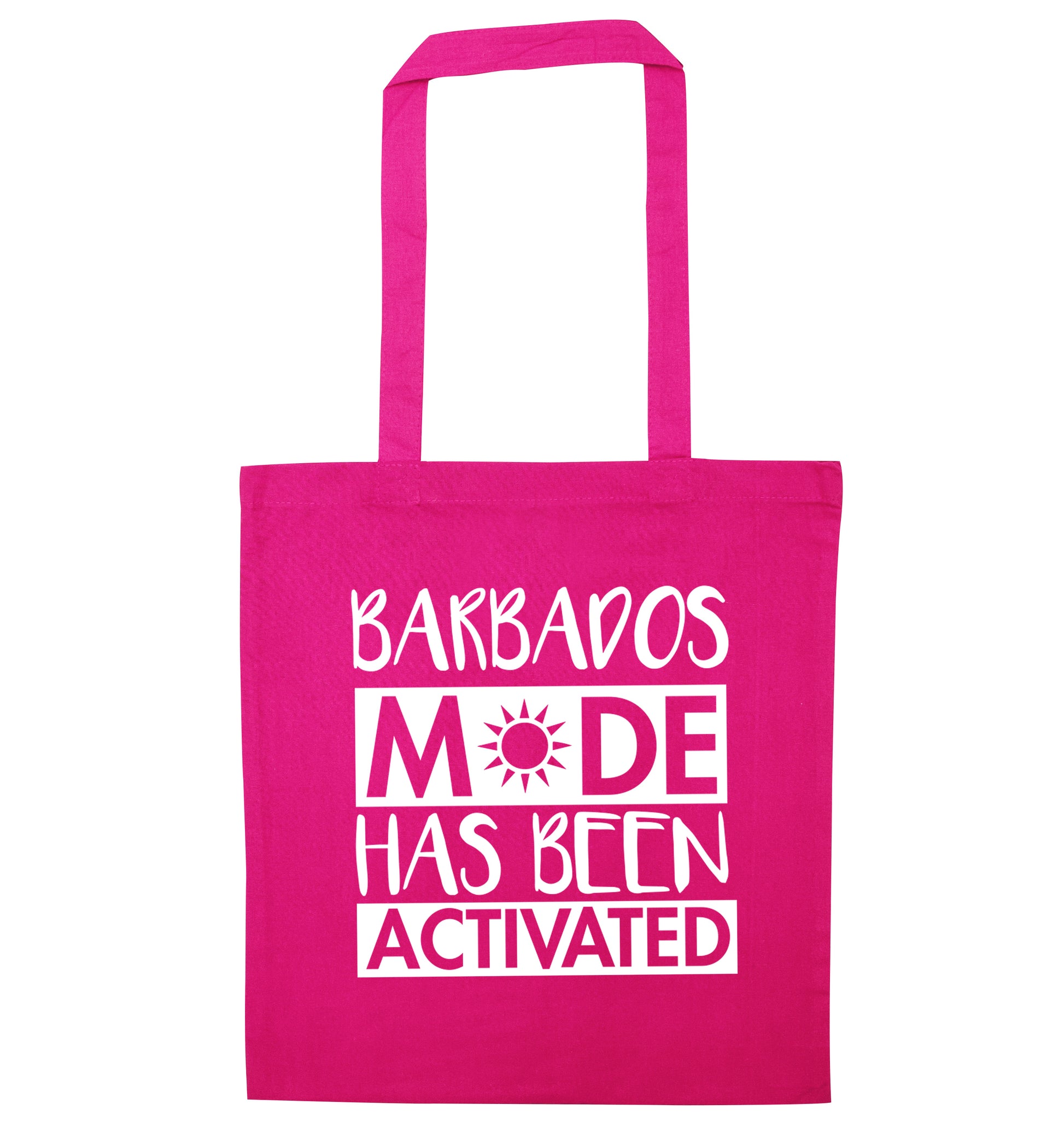 Barbados mode has been activated pink tote bag