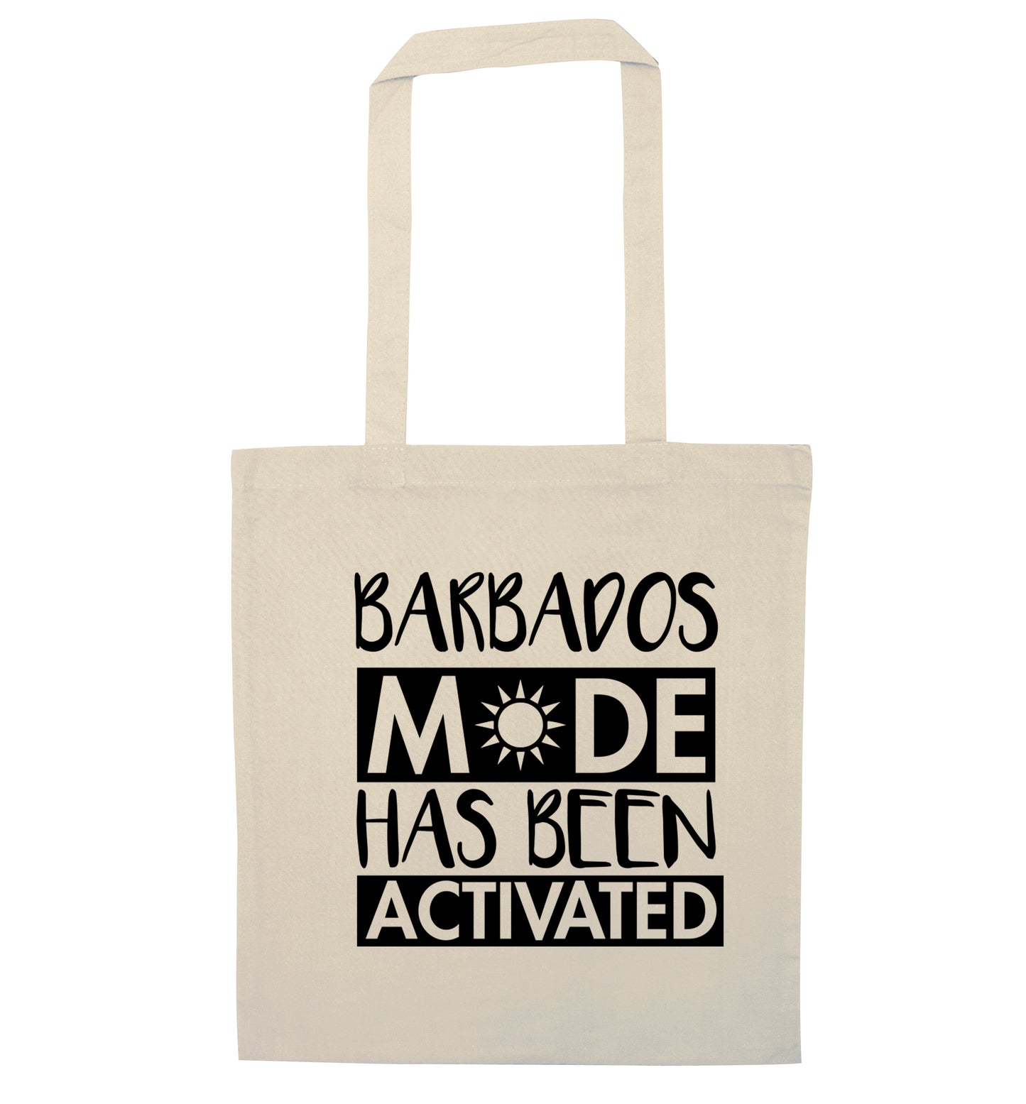 Barbados mode has been activated natural tote bag